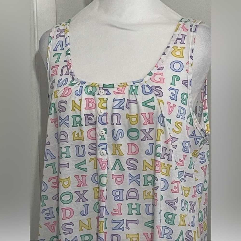 Vintage “Kittens” Brand Women’s Sleeveless Nightgown Sleepwear Large Alphabet - Picture 2 of 8